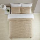 Alternate image 2 for Simply Essential&trade; Diamond Sherpa 3-Piece Full/Queen Comforter Set in Linen