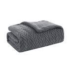 Alternate image 3 for Simply Essential&trade; Chevron Carved Sherpa 3-Piece King Comforter Set in Alloy
