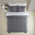 Alternate image 2 for Simply Essential&trade; Chevron Carved Sherpa 3-Piece King Comforter Set in Alloy