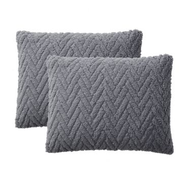Simply Essential&trade; Chevron Carved Sherpa 3-Piece King Comforter Set in Alloy. View a larger version of this product image.