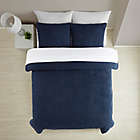 Alternate image 2 for Simply Essential&trade; Chevron Carved Sherpa 3-Piece King Comforter Set in Indigo