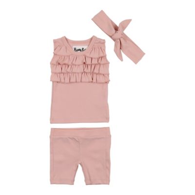 HannaKay by Mani&egrave;re Newborn 2-Piece Chest Fringe Tank and Short Set in Mauve