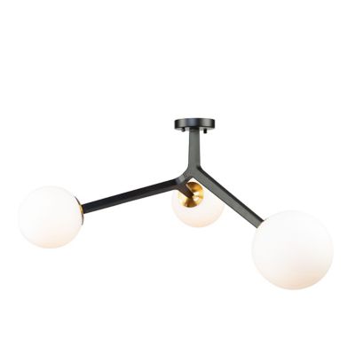 Artcraft Lighting&trade; Ravello 3-Light Semi-Flush Mount Ceiling Lamp in Black/Brass