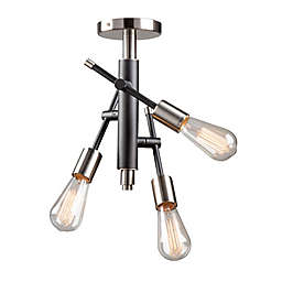 Artcraft Lighting™ Truro 3-Light Semi-Flush Mount Ceiling Lamp in Black/Brushed Nickel