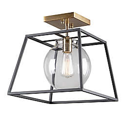 Artcraft Lighting™ Bridegtown 1-Light Semi-Flush Ceiling Lamp in Black/Brass