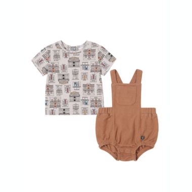 Kidding Around Size 18M Wild West 2-Piece Top and Shortall Set in French Oak. View a larger version of this product image.