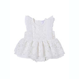 Kidding Around Size 18M Lace Tulle Romper in White