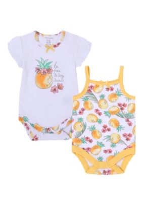 Kidding Around 2-Piece Sweet Pineapple Bodysuit Set in White