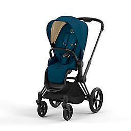 Cybex PRIAM 4 Stroller with Matte Black Frame and Mountain Blue Seat