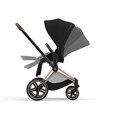 CYBEX PRIAM 4 Single Stroller with Deep Black Seat in Rose Gold/Black. View a larger version of this product image.