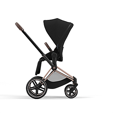CYBEX PRIAM 4 Single Stroller with Deep Black Seat in Rose Gold/Black. View a larger version of this product image.