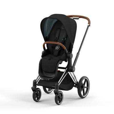 Cybex Priam 4 Stroller with Chrome/Brown Frame and Deep Black Seat