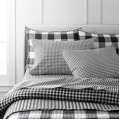 Martha Stewart Gingham 300-Thread-Count Twin Sheet Set in Black. View a larger version of this product image.