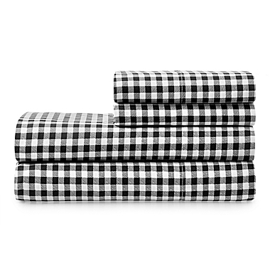 Martha Stewart Gingham 300-Thread-Count Twin Sheet Set in Black. View a larger version of this product image.