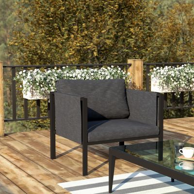 Flash Furniture Outdoor Club Chair in Charcoal