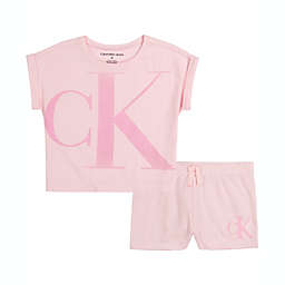 Calvin Klein 2-Piece Shirt and Short Set in Pink