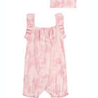 Alternate image 1 for Juicy Couture&reg; Size 18M 2-Piece Tie Dye Romper and Headband Set in Pink