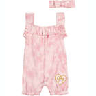 Alternate image 0 for Juicy Couture&reg; Size 18M 2-Piece Tie Dye Romper and Headband Set in Pink
