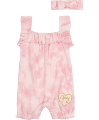 Juicy Couture&reg; Size 0-3M 2-Piece Tie Dye Romper and Headband Set in Pink