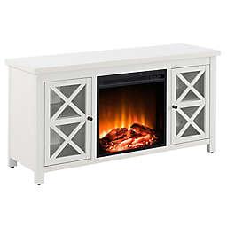 Hudson&Canal™ Colton TV Stand with Electric Log Fireplace in White