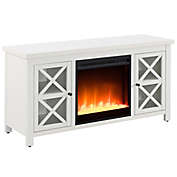 Hudson&amp;Canal&reg; Colton TV Stand with Electric Crystal Fireplace in White