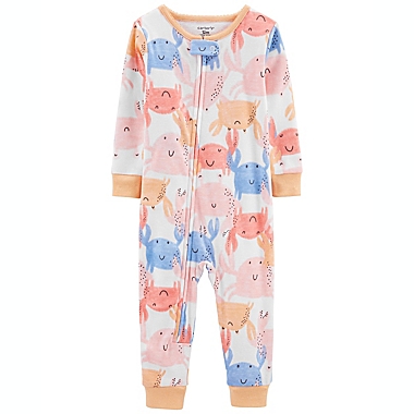 carter&#39;s&reg; Size 4T 1-Piece Crab 100% Snug Fit Cotton Footless PJs in Blue/Pink. View a larger version of this product image.