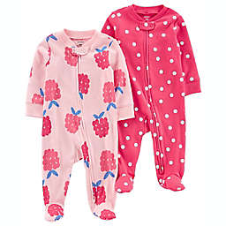 carter's® Size 9M 2-Pack Floral Zip-Up Sleep & Play Footie in Pink