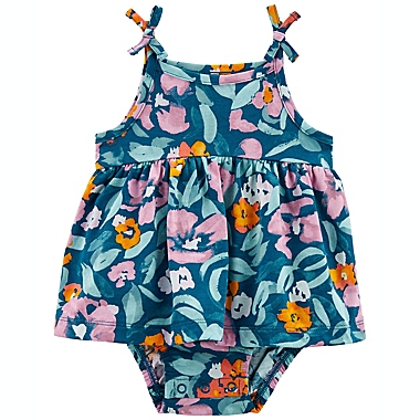 carter&#39;s&reg; Size 6M Floral Sleeveless Sunsuit in Navy. View a larger version of this product image.