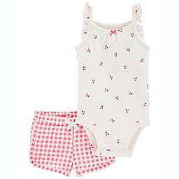 carter's® Size 12M 2-Piece Gingham Bodysuit & Short Set in Pink