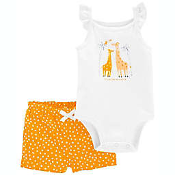 carter's® Size 12M 2-Piece Giraffe Bodysuit and Short Set in Ivory