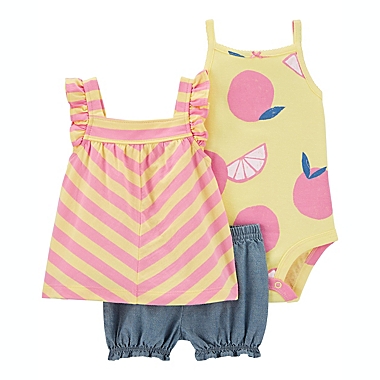 carter&#39;s&reg; Newborn 3-Piece Fruit Little Short Set in Yellow. View a larger version of this product image.