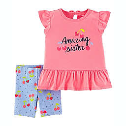 carter's® Size 12M 2-Piece Amazing Sister Shirt and Bike Short Set in Red