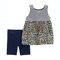 carter's® 2-Piece Mixed Print Tank and Bike Short Set in Navy