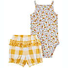 Alternate image 0 for carter&#39;s&reg; Newborn 2-Piece Floral Bodysuit and Gingham Short Set in Yellow