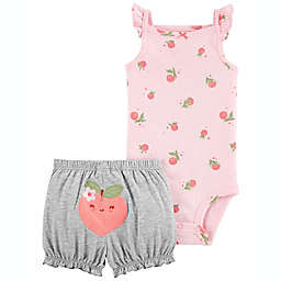 carter's® 2-Piece Peach Bodysuit and Short Set in Pink