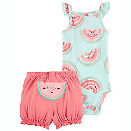 carter's® Size 12M 2-Piece Watermelon Bodysuit and Short Set in Green