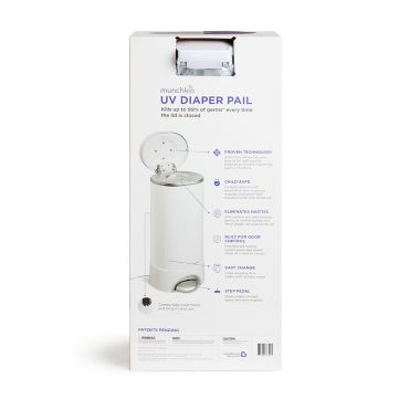 Munchkin&reg; UV Diaper Pail in White. View a larger version of this product image.