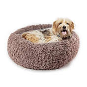 Precious Tails&reg; Medium Shaggy Fur Bolster Dog Donut Bed in Taupe