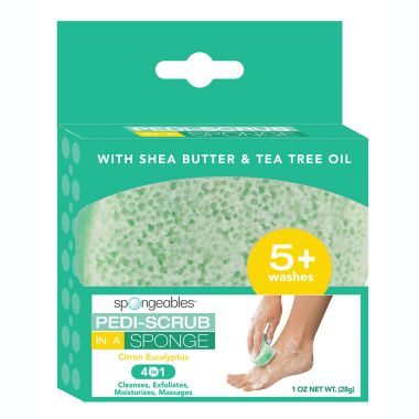 Spongeables&trade; Pedi-Scrub&trade; In a Sponge with Citron Eucalyptus. View a larger version of this product image.