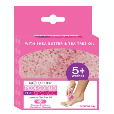 Spongeables&trade; Pedi-Scrub&trade; In a Sponge with Lavender Tea Tree Oil. View a larger version of this product image.