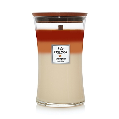 WoodWick&reg; Pumpkin Gourmand Trilogy 21.5 oz. Large Hourglass Candle. View a larger version of this product image.