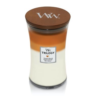 WoodWick&reg; Pumpkin Gourmand Trilogy 21.5 oz. Large Hourglass Candle. View a larger version of this product image.