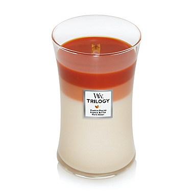 WoodWick&reg; Pumpkin Gourmand Trilogy 21.5 oz. Large Hourglass Candle. View a larger version of this product image.