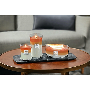WoodWick&reg; Trilogy Pumpkin Gourmand 21.5 oz. Hourglass Candle. View a larger version of this product image.