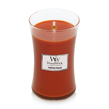 WoodWick&reg; Pumpkin Praline 21.5 oz. Hourglass Candle. View a larger version of this product image.