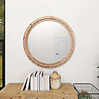 Alternate image 1 for Ridge Road Decor Natural 36-Inch Round Wooden Wall Mirror with Decorative Beads in Light Brown