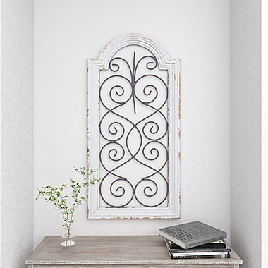 Heart Scrollwork Arch 20-Inch x 10-Inch Wall Panel in Ivory. View a larger version of this product image.