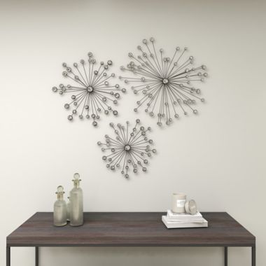 Ridge Road D&eacute;cor 3-Piece 3D Starburst Sculptures with Crystals Metal Wall D&eacute;cor. View a larger version of this product image.