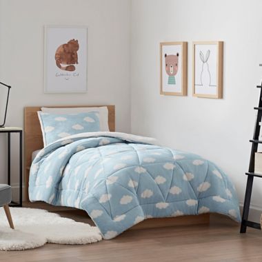 UGG&reg; Avery Cloud 3-Piece Full/Queen Reversible Comforter Set in Cloud Blue. View a larger version of this product image.