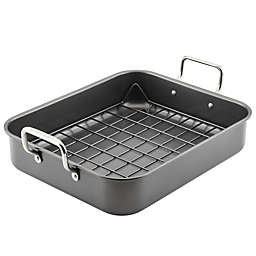 Rachael Ray™ Bakeware Nonstick 16.5-Inch x 13.5-Inch Roasting Pan with Reversible Rack